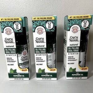 Lot of 3 GuruNanda Oil Pulling Oral Rinse Starter Pack